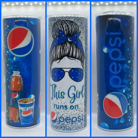 THIS GIRL RUNS ON PEPSI TUMBLER