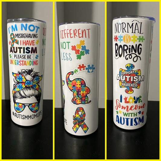 I LOVE SOMEONE WITH AUTISM TUMBLER