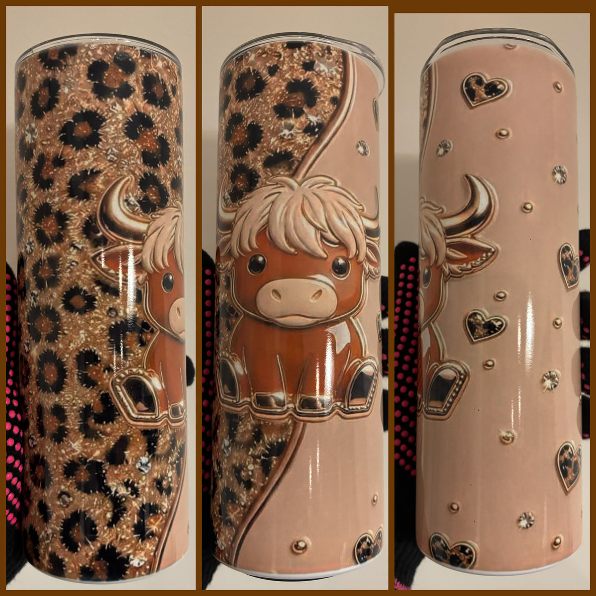 HIGHLAND COW LEOPARD PRINT TUMBLER