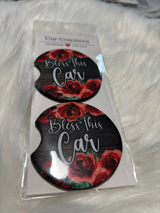 BLESS THIS CAR COASTERS