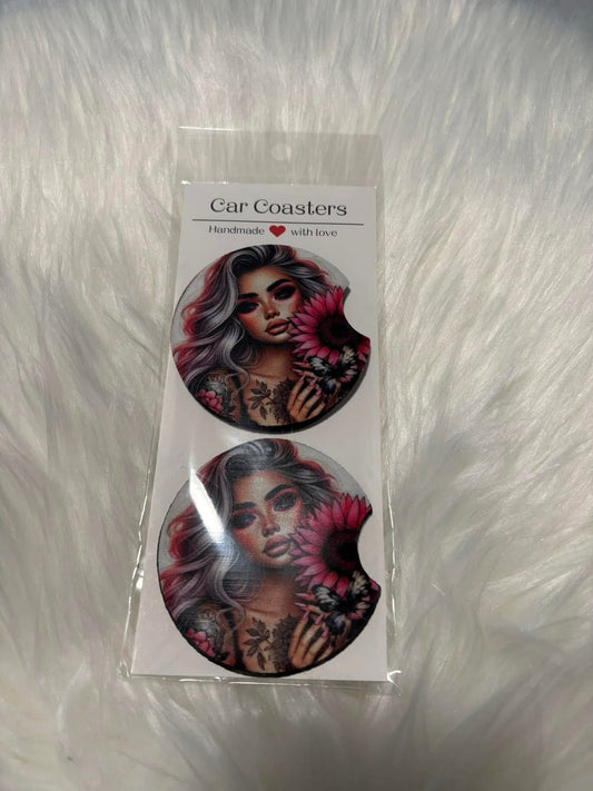 GIRL CAR COASTERS