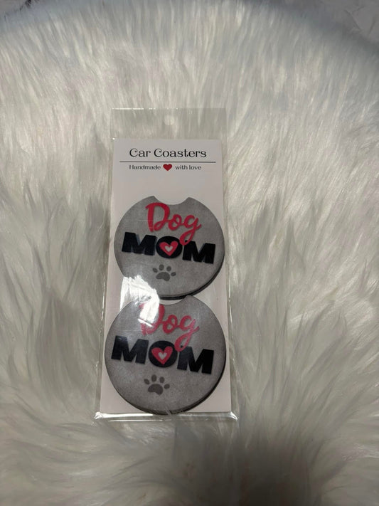 DOG MOM CAR COASTERS