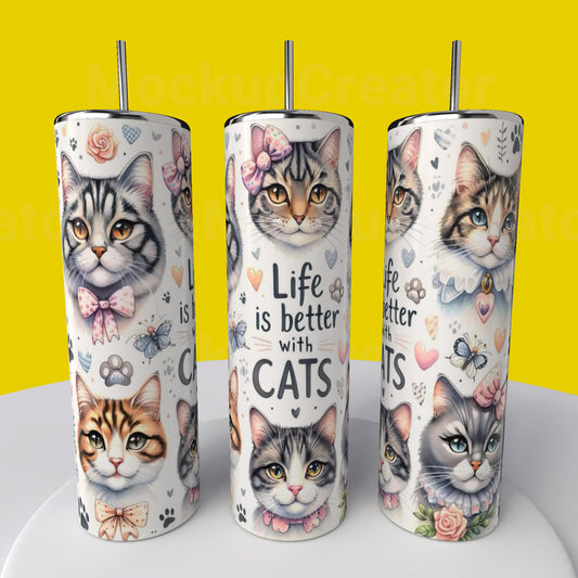 LIFE IS BETTER WITH CATS TUMBLER